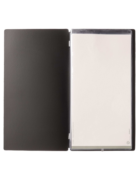 Porta Menu A4 SLIM (17,4x31,8 cm) stampa bassorilievo 2 buste (4 facciate) elastico nero PORTOFINO NERO