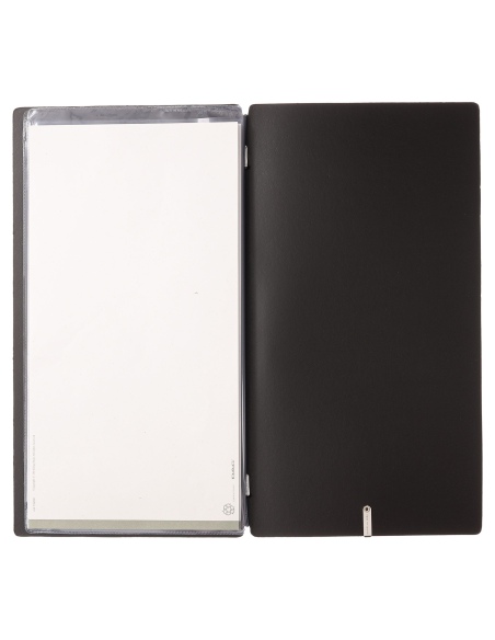 Porta Menu A4 SLIM (17,4x31,8 cm) stampa bassorilievo 2 buste (4 facciate) elastico nero PORTOFINO NERO
