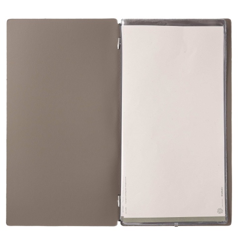 Porta Menu A4 SLIM (17,4x31,8 cm) stampa bassorilievo 2 buste (4 facciate) elastico nero PORTOFINO TORTORA