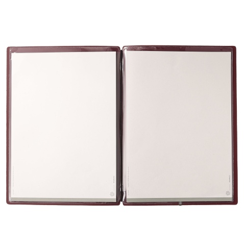 Porta Menu A4 (23,2x31,8 cm) stampa bassorilievo 2 buste (4 facciate) elastico nero PORTOFINO BORDEAUX