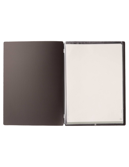Porta Menu A4 (23,2x31,8 cm) stampa bassorilievo 2 buste (4 facciate) elastico nero PORTOFINO MARRONE