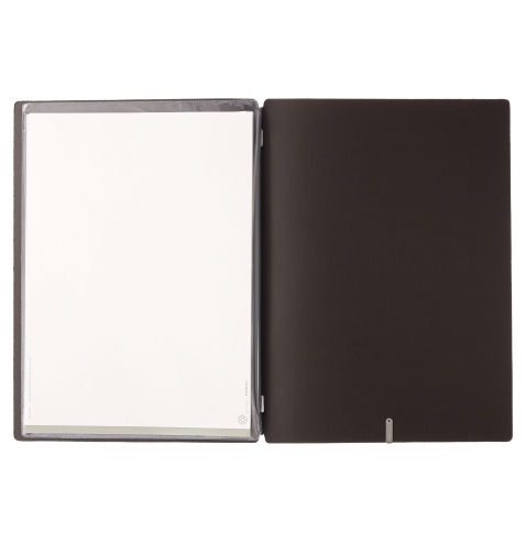 Porta Menu A4 (23,2x31,8 cm) stampa bassorilievo 2 buste (4 facciate) elastico nero PORTOFINO MARRONE