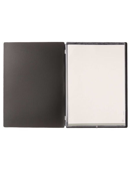 Porta Menu A4 (23,2x31,8 cm) stampa bassorilievo 2 buste (4 facciate) elastico nero PORTOFINO NERO