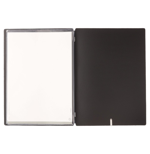 Porta Menu A4 (23,2x31,8 cm) stampa bassorilievo 2 buste (4 facciate) elastico nero PORTOFINO NERO