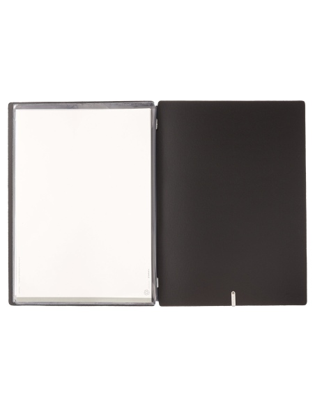 Porta Menu A4 (23,2x31,8 cm) stampa bassorilievo 2 buste (4 facciate) elastico nero PORTOFINO NERO