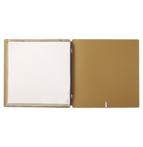 Porta Menu QUADRATO (23x23,1 cm) stampa bassorilievo 2 buste (4 facciate) elastico nero PORTOFINO OCRA