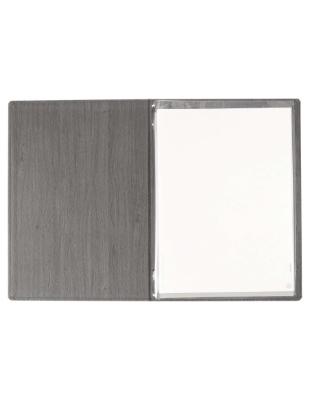 Porta Menu WOOD A4 (23,2x32 cm) - 2 buste (4 facciate) elastico nero - senza scritta - colore EBANO