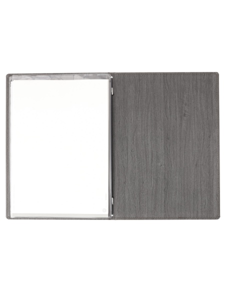 Porta Menu WOOD A4 (23,2x32 cm) - 2 buste (4 facciate) elastico nero - senza scritta - colore EBANO