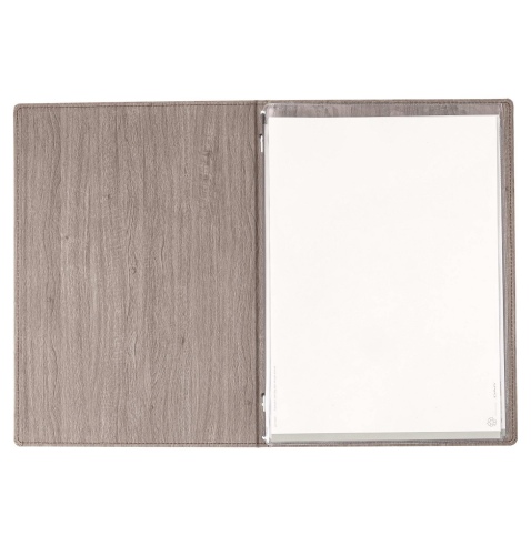 Porta Menu WOOD A4 (23,2x32 cm) - 2 buste (4 facciate) elastico nero - senza scritta - colore NOCE