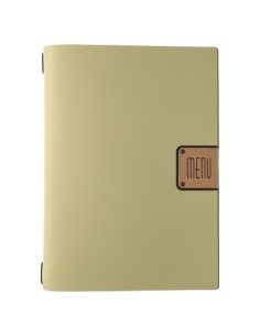 Porta Menu A4 (23,2x31,8 cm) etichetta PATCH "menu" 2 buste (4 facciate) elastico nero PORTOFINO SALVIA