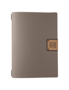 Porta Menu A4 (23,2x31,8 cm) etichetta PATCH "menu" 2 buste (4 facciate) elastico nero PORTOFINO TORTORA