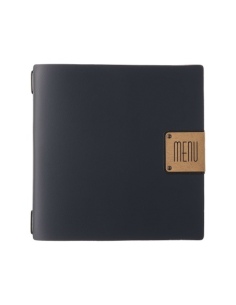Porta Menu QUADRATO (23x23,1 cm) etichetta PATCH "menu" solo elastico nero PORTOFINO BLU