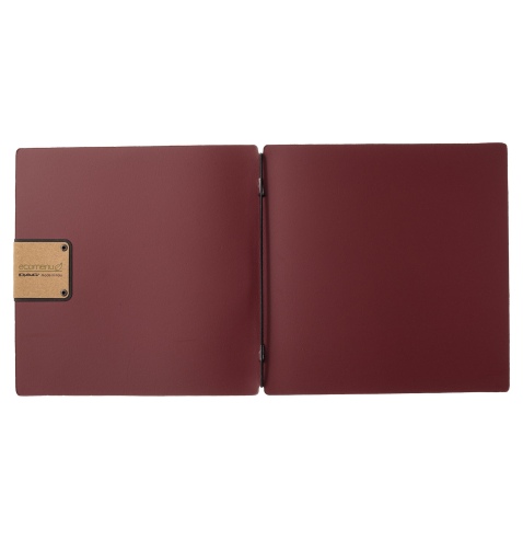 Porta Menu QUADRATO (23x23,1 cm) etichetta PATCH "menu" solo elastico nero PORTOFINO BORDEAUX