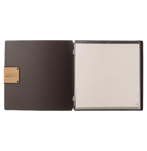 Porta Menu QUADRATO (23x23,1 cm) etichetta PATCH "personalizzata" (minimo 18 pezzi) 2 buste (4 facciate) elastico nero PORTOFINO