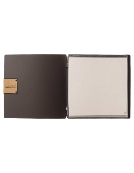 Porta Menu QUADRATO (23x23,1 cm) etichetta PATCH "personalizzata" (minimo 18 pezzi) 2 buste (4 facciate) elastico nero PORTOFINO