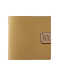 Porta Menu QUADRATO (23x23,1 cm) etichetta PATCH "personalizzata" (minimo 18 pezzi) 2 buste (4 facciate) elastico nero PORTOFINO
