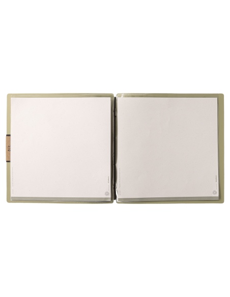 Porta Menu QUADRATO (23x23,1 cm) etichetta PATCH "menu" 2 buste (4 facciate) elastico nero PORTOFINO SALVIA