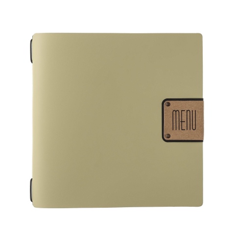 Porta Menu QUADRATO (23x23,1 cm) etichetta PATCH "personalizzata" (minimo 18 pezzi) solo elastico nero PORTOFINO SALVIA