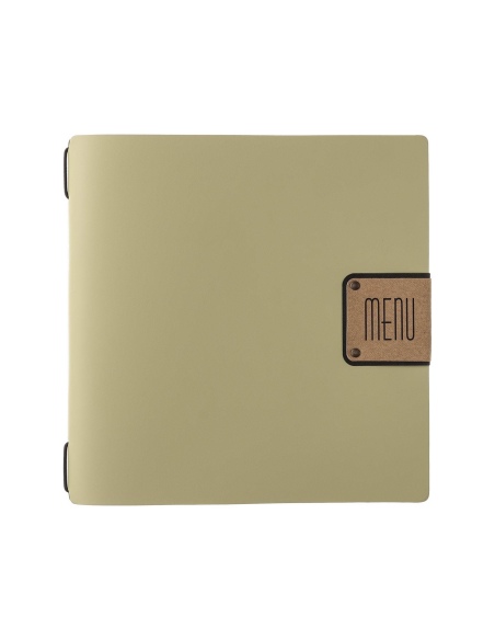 Porta Menu QUADRATO (23x23,1 cm) etichetta PATCH "personalizzata" (minimo 18 pezzi) solo elastico nero PORTOFINO SALVIA