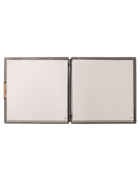 Porta Menu QUADRATO (23x23,1 cm) etichetta PATCH "menu" 2 buste (4 facciate) elastico nero PORTOFINO TORTORA