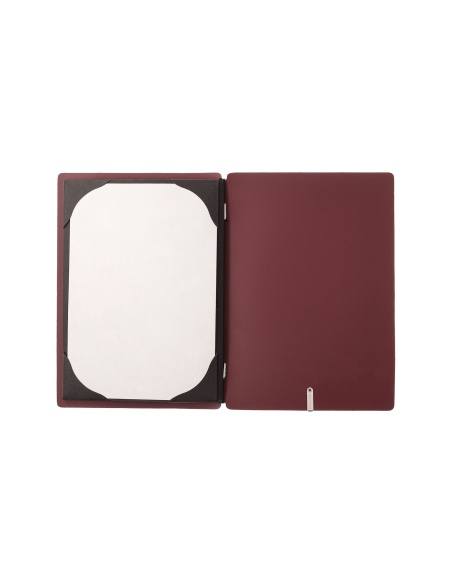 Porta Menu A5 (16,5x23,1 cm) senza etichetta cornicetta (4 facciate) elastico nero PORTOFINO BORDEAUX
