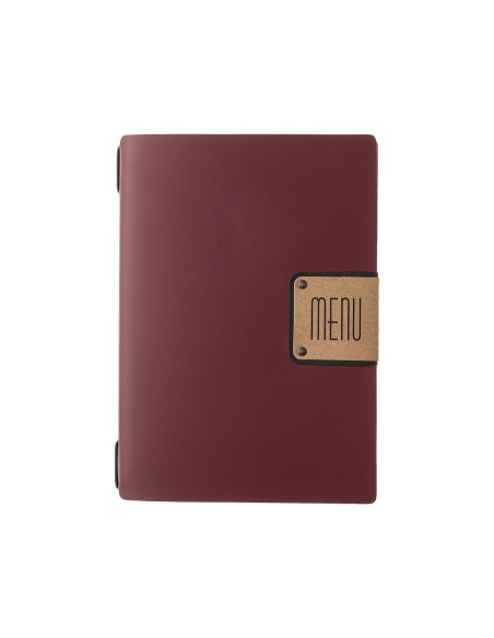 Porta Menu A5 (16,5x23,1 cm) etichetta PATCH "personalizzata" (minimo 18 pezzi) cornicetta (4 facciate) elastico nero PORTOFINO 
