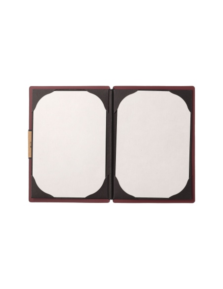 Porta Menu A5 (16,5x23,1 cm) etichetta PATCH "personalizzata" (minimo 18 pezzi) cornicetta (4 facciate) elastico nero PORTOFINO 