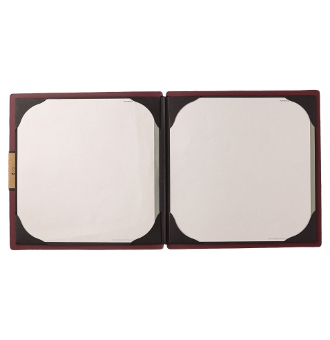 Porta Menu QUADRATO (23x23,1 cm) etichetta PATCH "personalizzata" (minimo 18 pezzi) cornicetta (4 facciate) elastico nero PORTOF