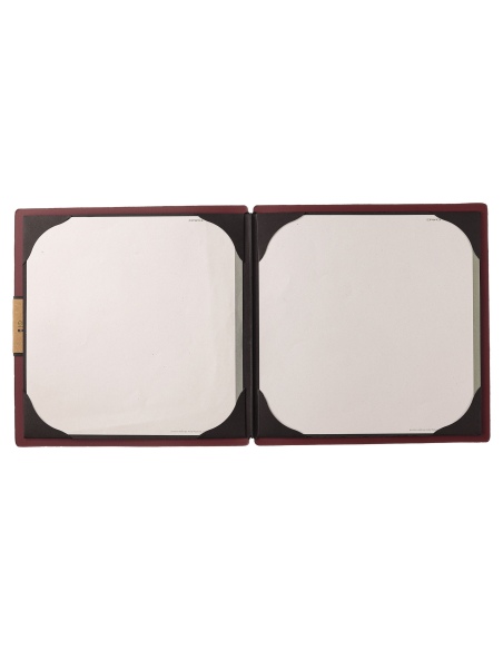 Porta Menu QUADRATO (23x23,1 cm) etichetta PATCH "personalizzata" (minimo 18 pezzi) cornicetta (4 facciate) elastico nero PORTOF