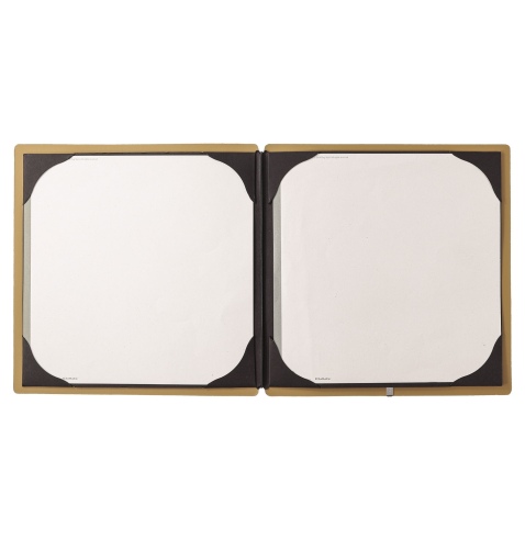 Porta Menu QUADRATO (23x23,1 cm) senza etichetta cornicetta (4 facciate) elastico nero PORTOFINO OCRA