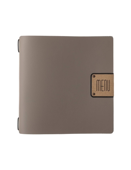 Porta Menu QUADRATO (23x23,1 cm) etichetta PATCH "personalizzata" (minimo 18 pezzi) cornicetta (4 facciate) elastico nero PORTOF