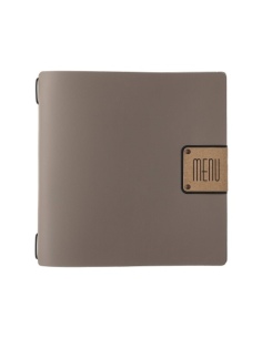 Porta Menu QUADRATO (23x23,1 cm) etichetta PATCH "menu" cornicetta (4 facciate) elastico nero PORTOFINO TORTORA