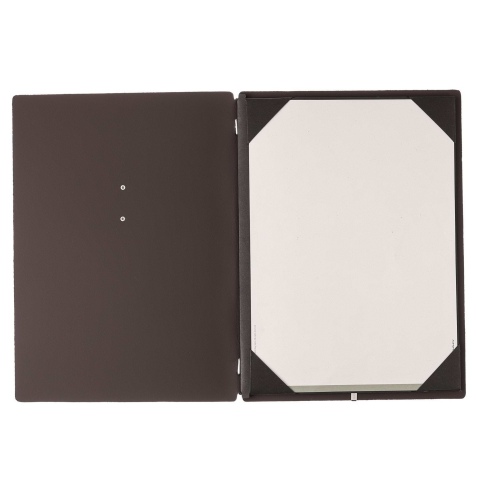 Porta Menu A4 (23,2x31,8 cm) etichetta METAL "personalizzata" (minimo 18 pezzi) cornicetta (4 facciate) elastico nero BICOLOR SA
