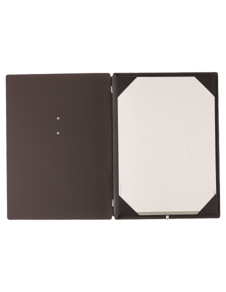 Porta Menu A4 (23,2x31,8 cm) etichetta METAL "personalizzata" (minimo 18 pezzi) cornicetta (4 facciate) elastico nero BICOLOR SA
