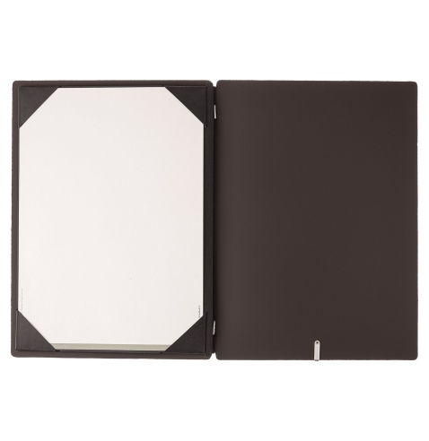 Porta Menu A4 (23,2x31,8 cm) etichetta METAL "personalizzata" (minimo 18 pezzi) cornicetta (4 facciate) elastico nero BICOLOR SA