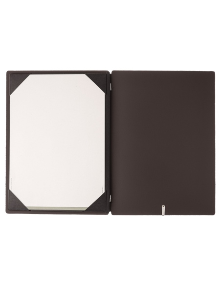 Porta Menu A4 (23,2x31,8 cm) etichetta METAL "personalizzata" (minimo 18 pezzi) cornicetta (4 facciate) elastico nero BICOLOR SA