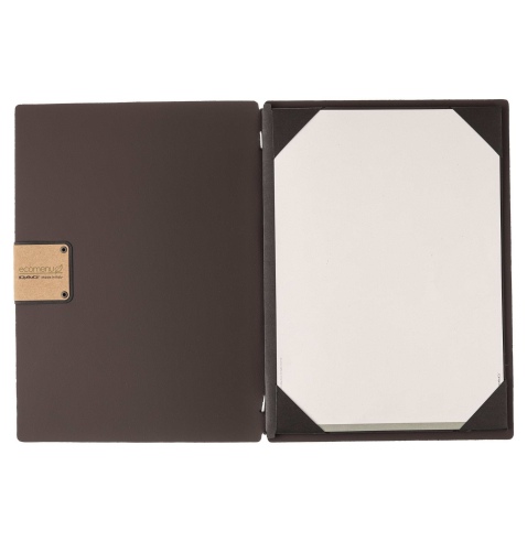 Porta Menu A4 (23,2x31,8 cm) etichetta PATCH "personalizzata" (minimo 18 pezzi) cornicetta (4 facciate) elastico nero BICOLOR SA