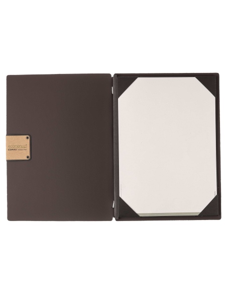 Porta Menu A4 (23,2x31,8 cm) etichetta PATCH "personalizzata" (minimo 18 pezzi) cornicetta (4 facciate) elastico nero BICOLOR SA