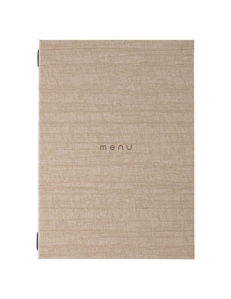 Porta Menu ITALY A4 (23,2x32 cm) - 2 buste (4 facciate) elastico nero - scritta menu - colore AVORIO