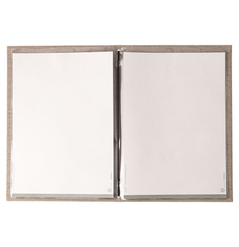 Porta Menu ITALY A4 (23,2x32 cm) - 2 buste (4 facciate) elastico nero - scritta menu - colore AVORIO