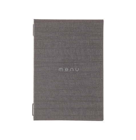 Porta Menu ITALY A5 (16,5x23,4 cm) - 2 buste (4 facciate) elastico nero - scritta menu - colore GRIGIO