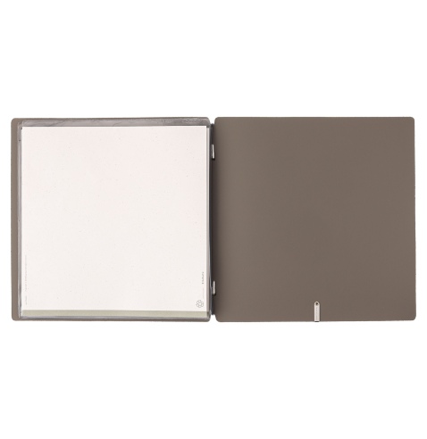 Porta Menu QUADRATO (23x23,1 cm) etichetta METAL "menu" 2 buste (4 facciate) elastico nero BICOLOR COCOA