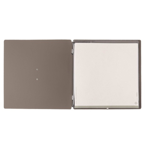 Porta Menu QUADRATO (23x23,1 cm) etichetta METAL "personalizzata" (minimo 18 pezzi) 2 buste (4 facciate) elastico nero BICOLOR C