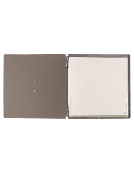 Porta Menu QUADRATO (23x23,1 cm) etichetta METAL "personalizzata" (minimo 18 pezzi) 2 buste (4 facciate) elastico nero BICOLOR C