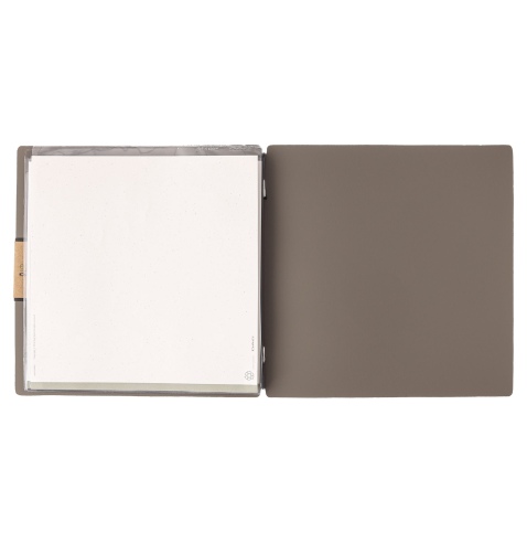 Porta Menu QUADRATO (23x23,1 cm) etichetta PATCH "personalizzata" (minimo 18 pezzi) 2 buste (4 facciate) elastico nero BICOLOR C