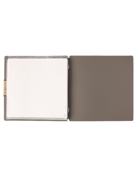 Porta Menu QUADRATO (23x23,1 cm) etichetta PATCH "personalizzata" (minimo 18 pezzi) 2 buste (4 facciate) elastico nero BICOLOR C