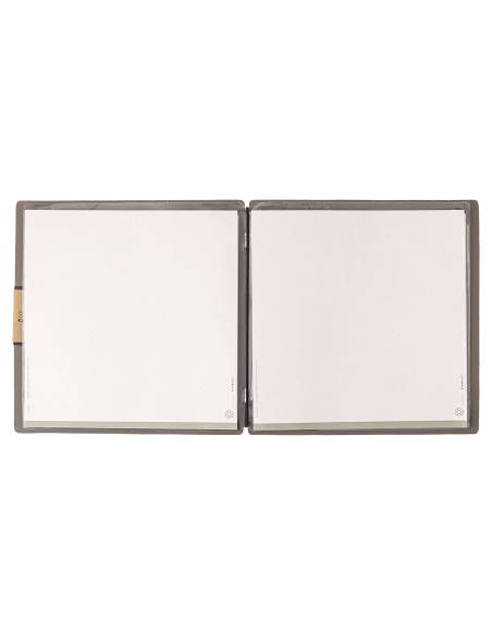 Porta Menu QUADRATO (23x23,1 cm) etichetta PATCH "menu" 2 buste (4 facciate) elastico nero BICOLOR COCOA