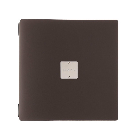 Porta Menu QUADRATO (23x23,1 cm) etichetta METAL "menu" solo elastico nero BICOLOR COCOA