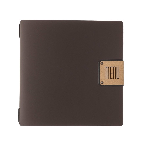 Porta Menu QUADRATO (23x23,1 cm) etichetta PATCH "menu" solo elastico nero BICOLOR COCOA