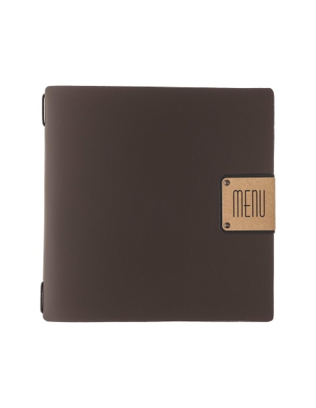 Porta Menu QUADRATO (23x23,1 cm) etichetta PATCH "menu" solo elastico nero BICOLOR COCOA